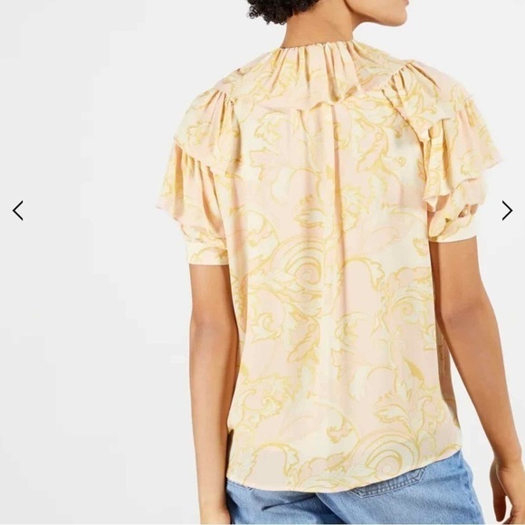 Ted Baker Frisis Frill Printed Short Sleeve Blouse Top Size 1 US 4 - Picture 4 of 13